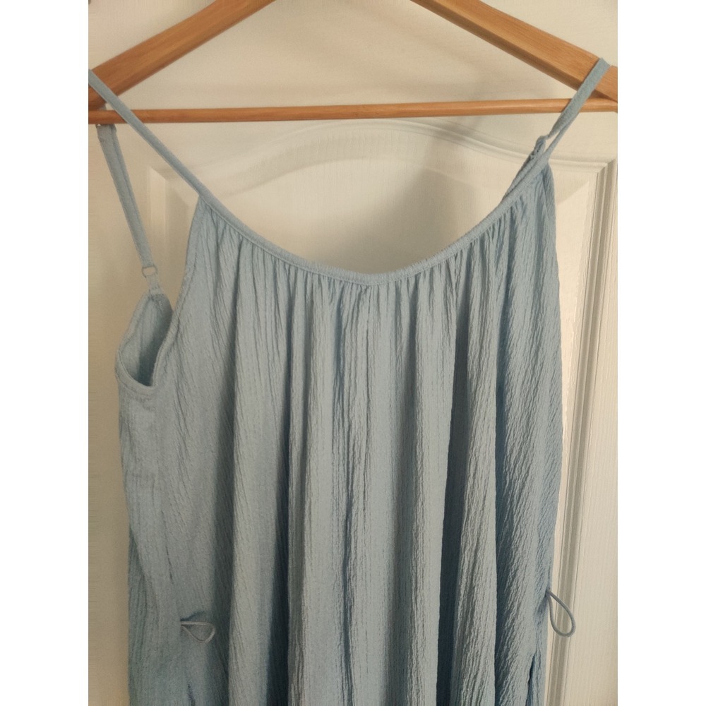 H&M Women Light Blue Crinkle Gauze Wide Leg Jumpsuit Sleeveless Small - Picture 4 of 6
